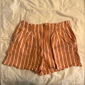Forever 21 Orange and White Stripped Shorts Size: 28